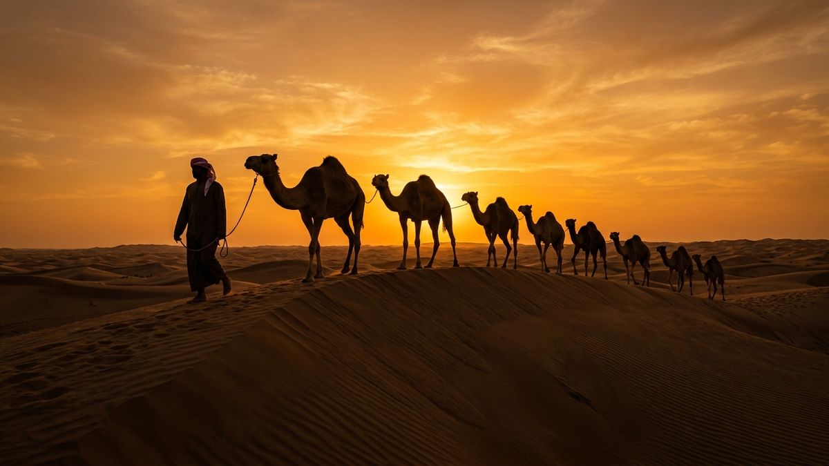 Sunset Camel Trek in Abu Dhabi