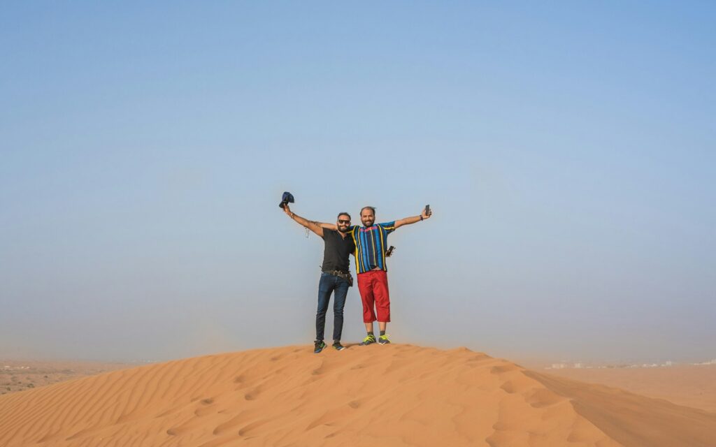 Visitors enjoying a family desert experience
